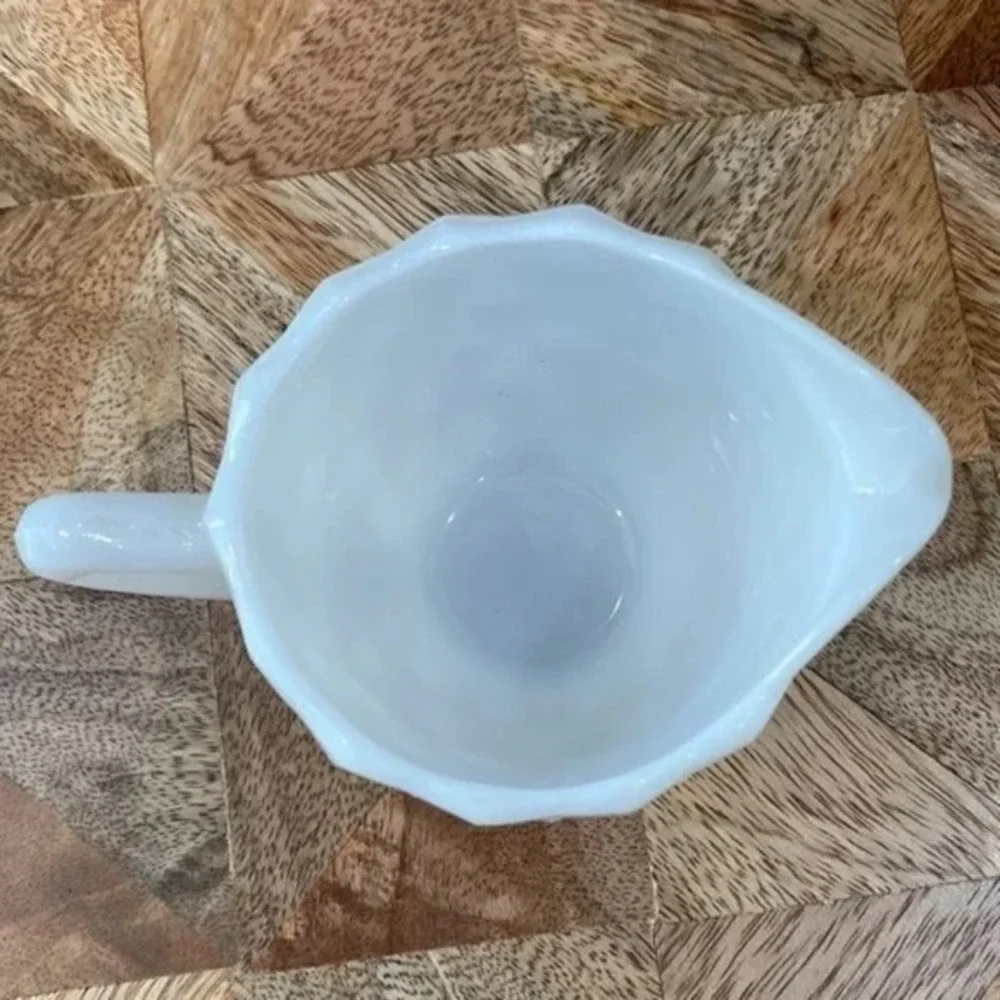 Cube Milk Glass Creamer Vintage